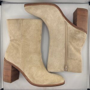 Lucky Brand Beige Suede Heeled Boots